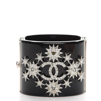 Chanel Resin Crystal Star CC Cuff Black 1 of 5