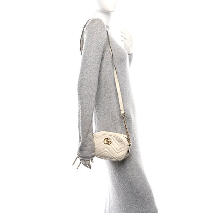 Gucci Calfskin Matelasse Mini GG Marmont Chain Shoulder Bag White 2 of 12