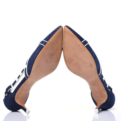 Valentino Garavani Suede Free Rockstud Cross Strap D'Orsay 55mm Pumps 38.5 Marine Optic White 5 of 18
