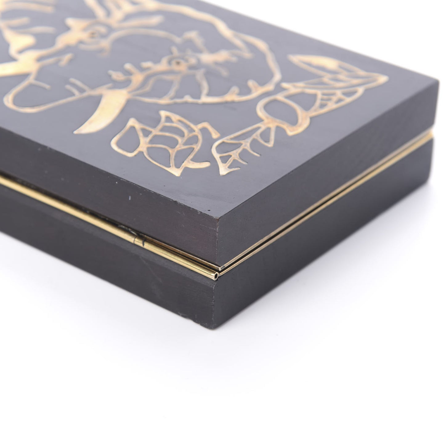 Wood Elephant Minaudiere Clutch Black