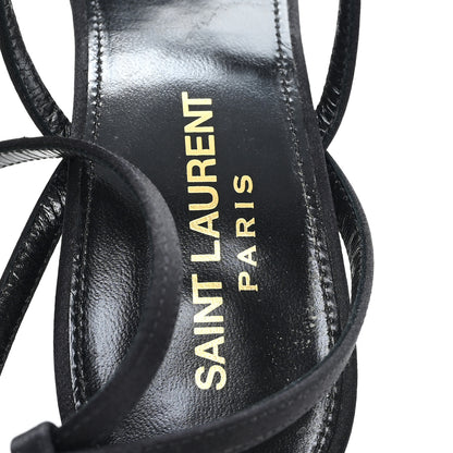 Saint Laurent Crepe Satin Crystal Nadja 105 Ankle Strap Sandals 37 Black 8 of 9