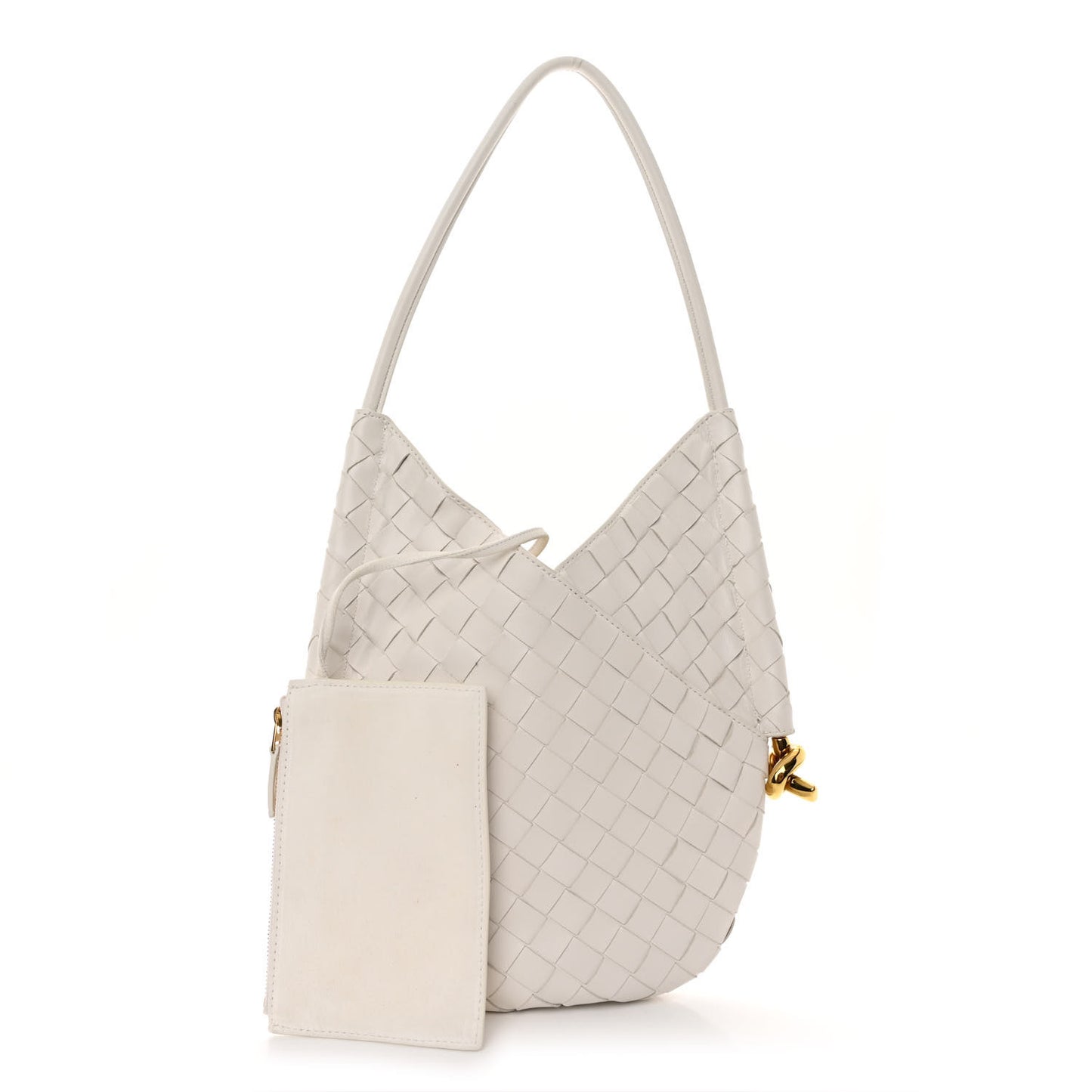 Nappa Intrecciato Small Solstice Hobo White