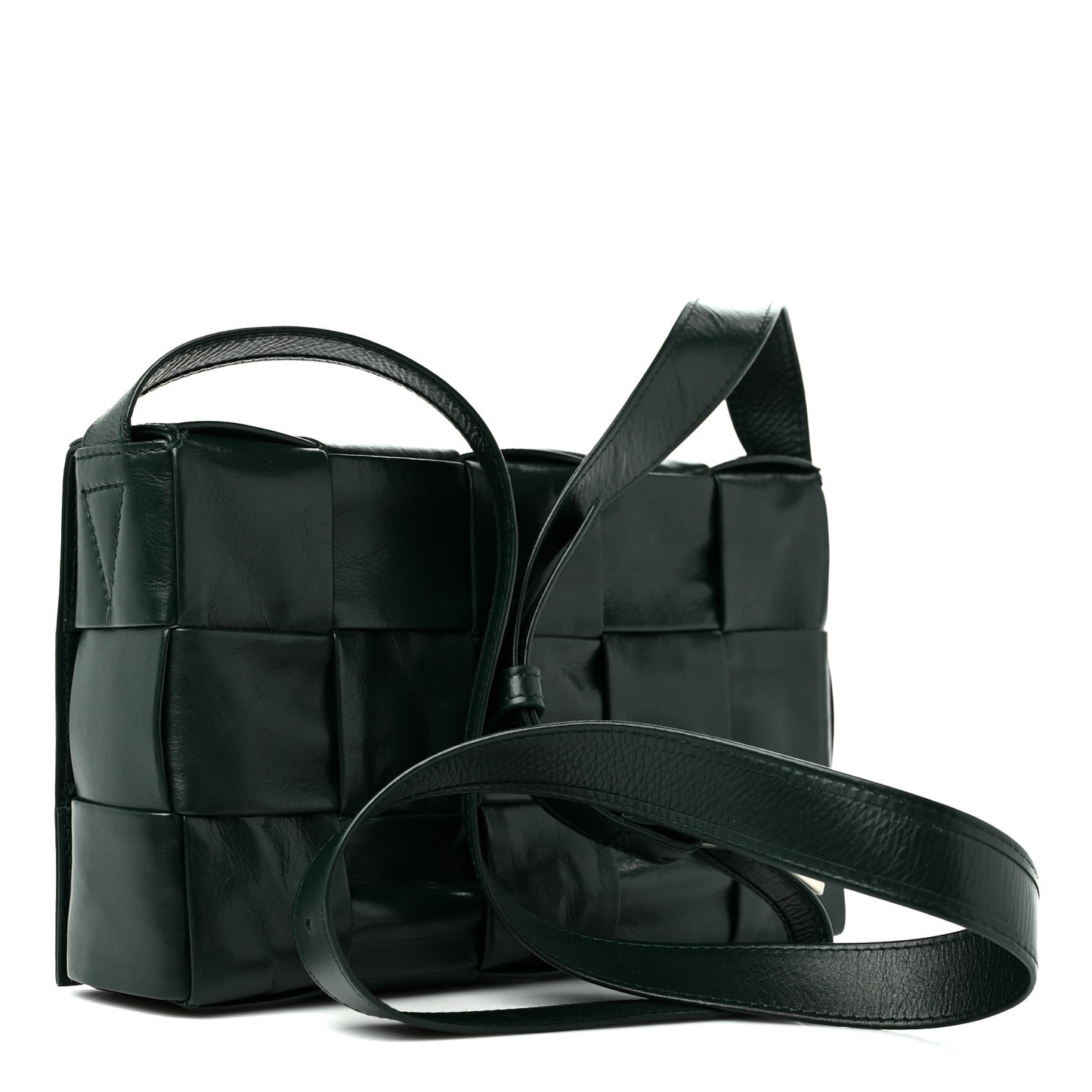 Paper Calfskin Maxi Intreccio Cassette Crossbody Bag Black