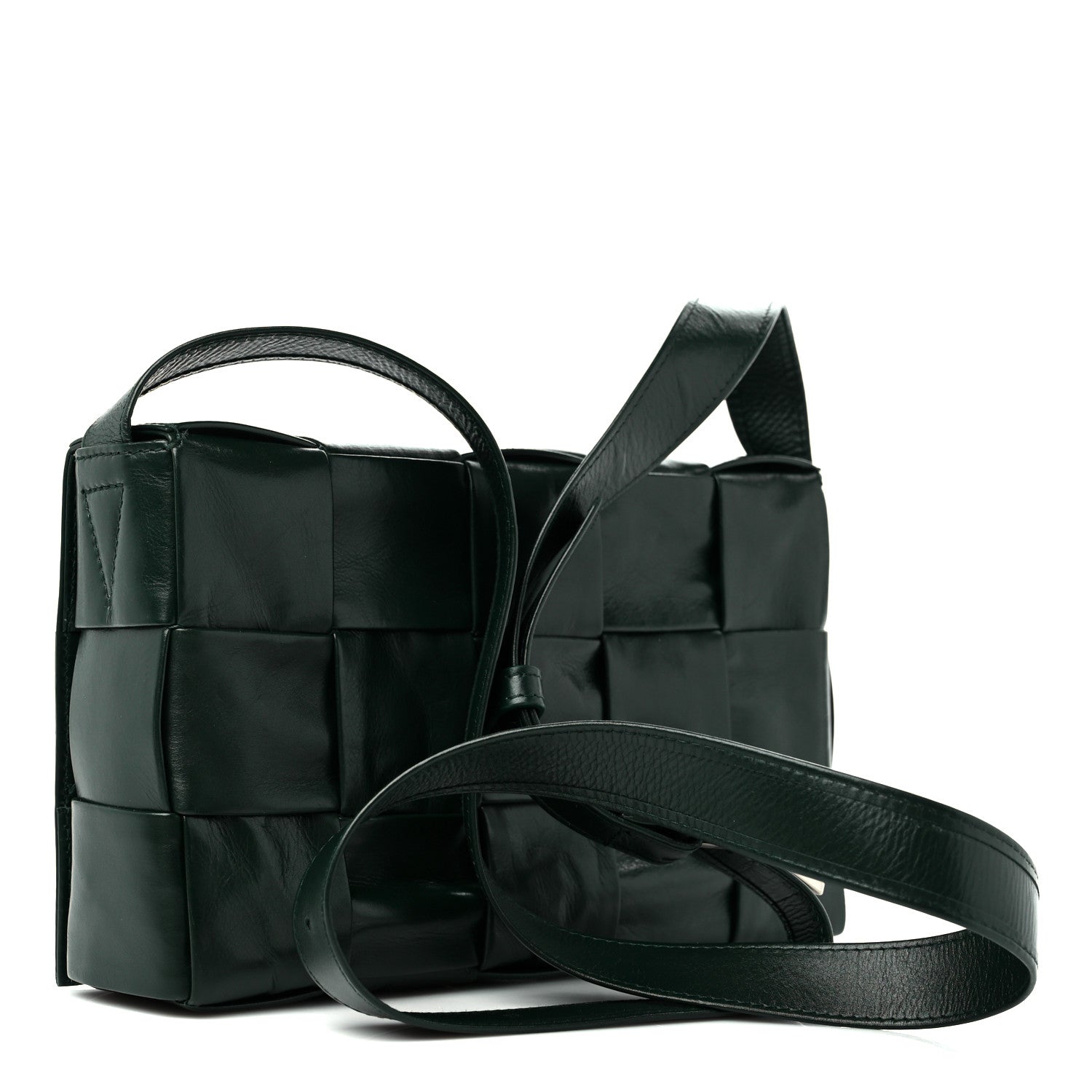 Bottega Veneta Paper Calfskin Maxi Intreccio Cassette Crossbody Bag Black 2 of 10