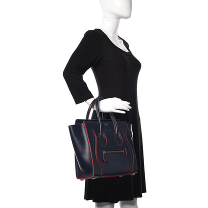 Celine Satin Debossed Calfskin Micro Luggage Navy Blue 2 of 10