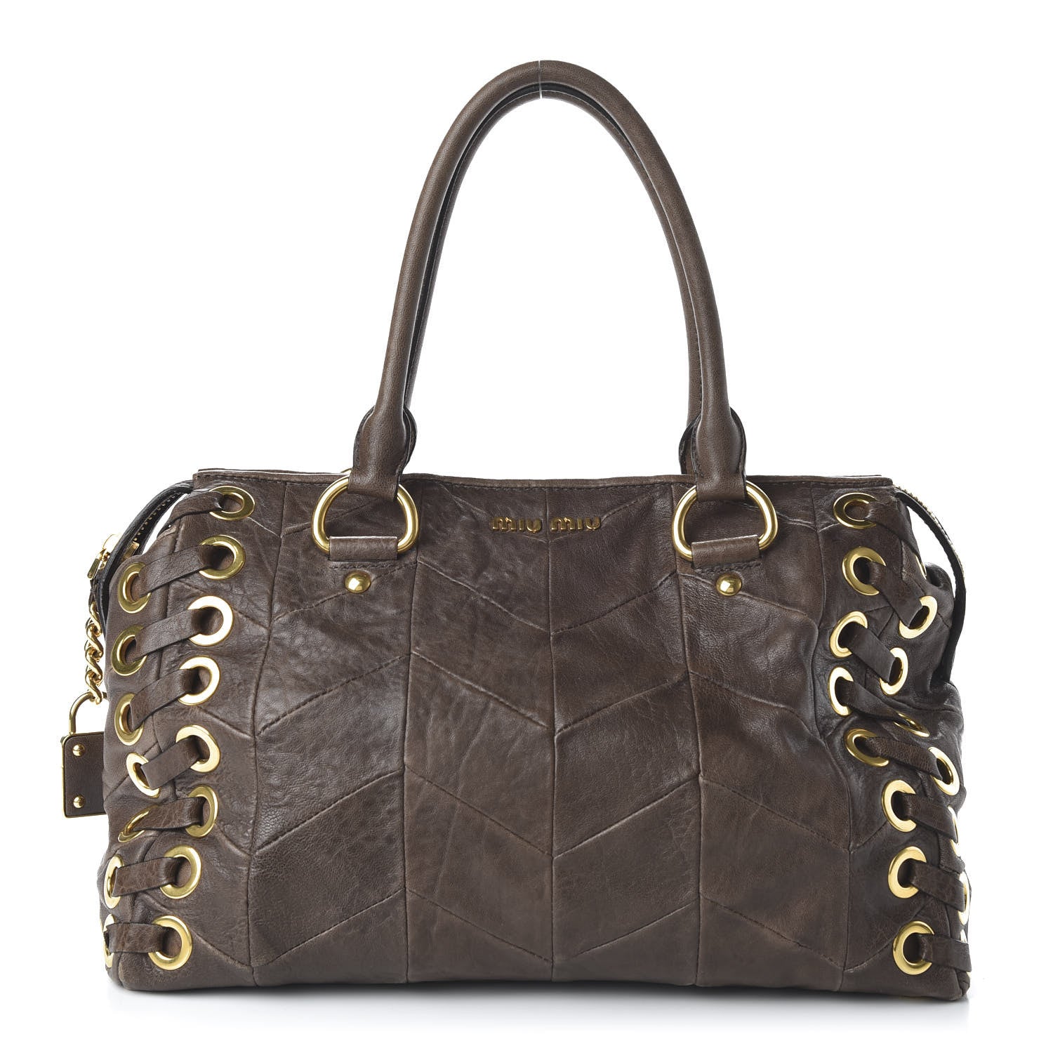 Miu Miu Nappa Chevron Grommet Tote 1 of 9