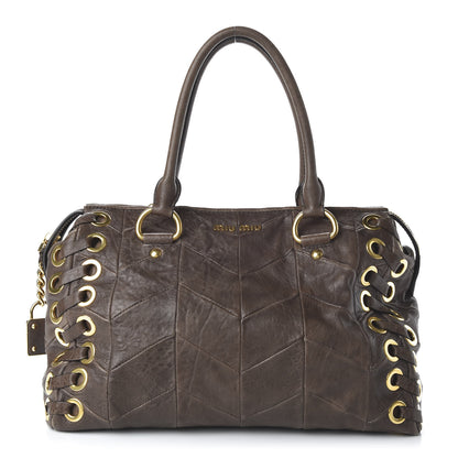 Miu Miu Nappa Chevron Grommet Tote 1 of 9