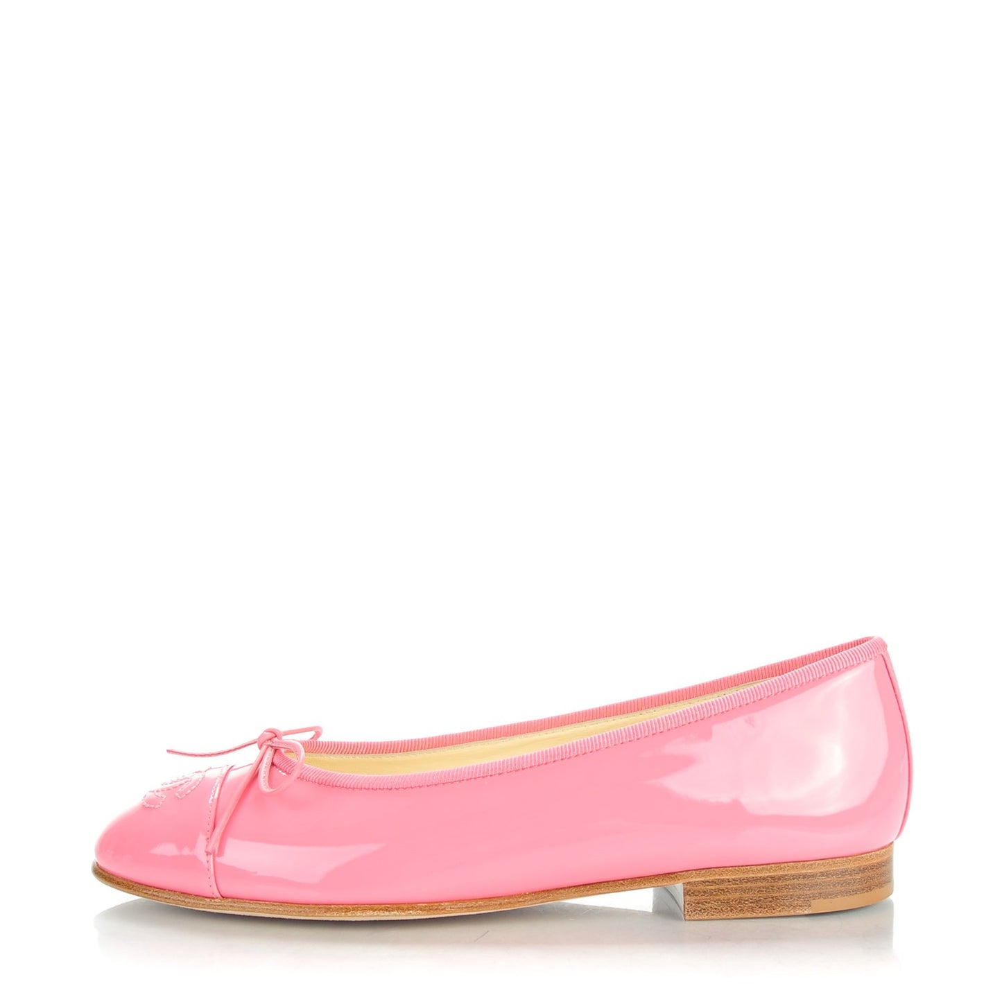 Patent Cap Toe Ballerina Flats 36 Light Pink