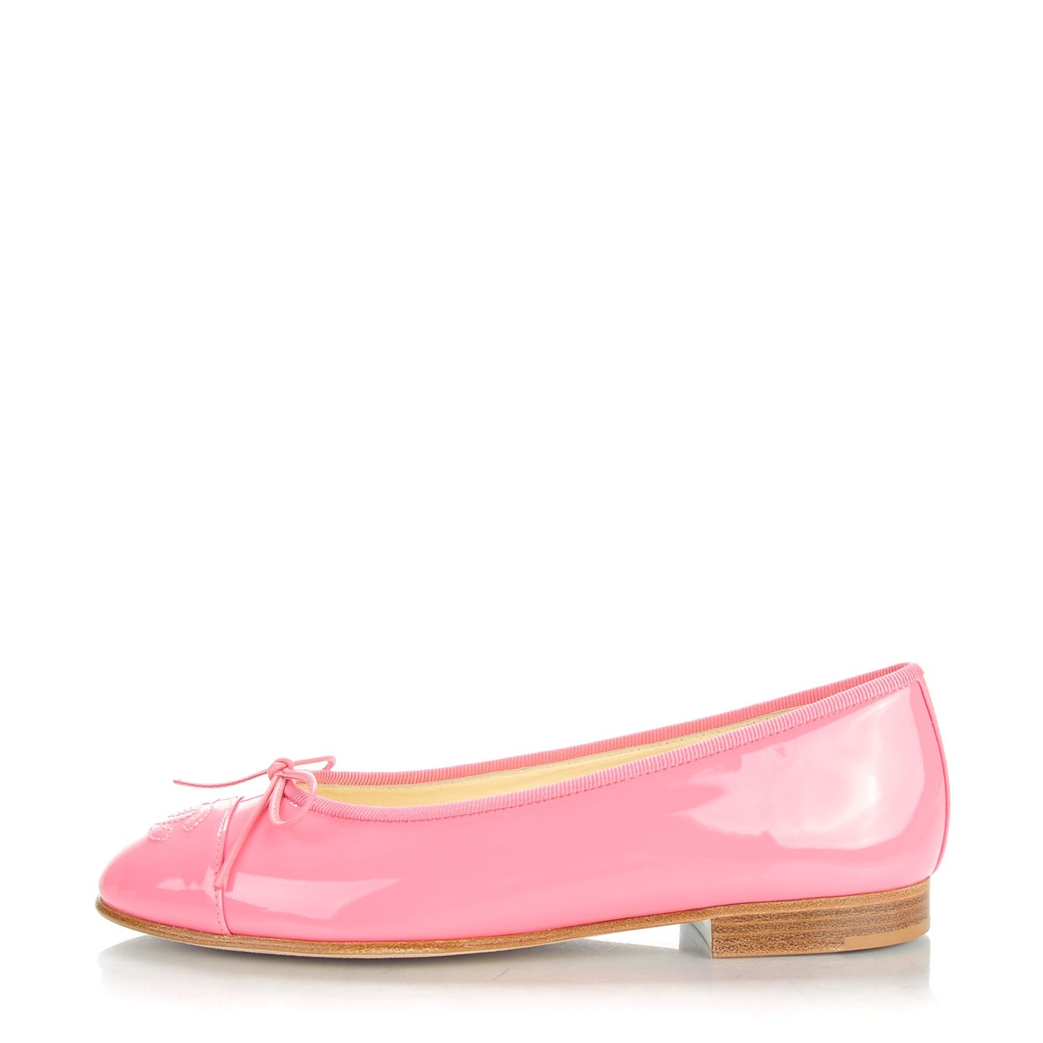 Chanel Patent Cap Toe Ballerina Flats 36 Light Pink 1 of 8
