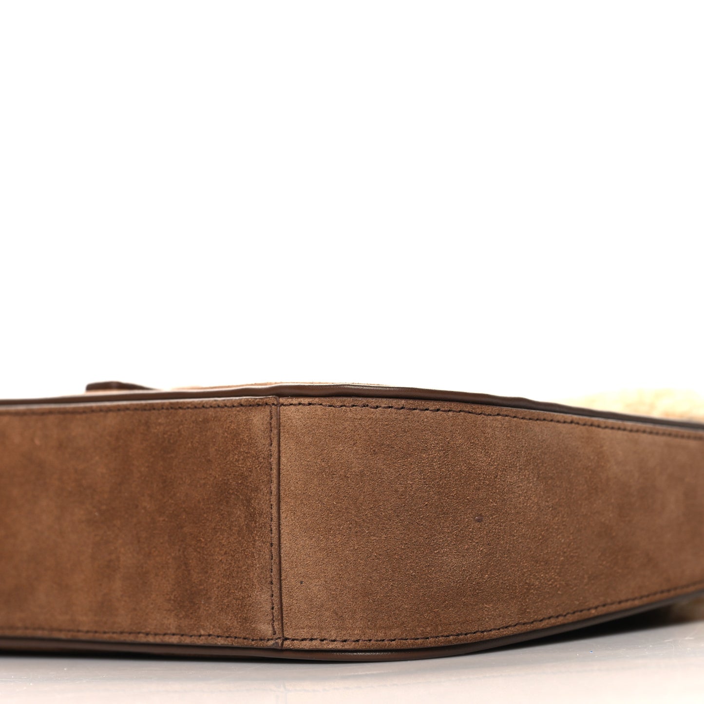 Suede Calfskin Shearling Le 5 A 7 Hobo Dark Cigar Natural Beige