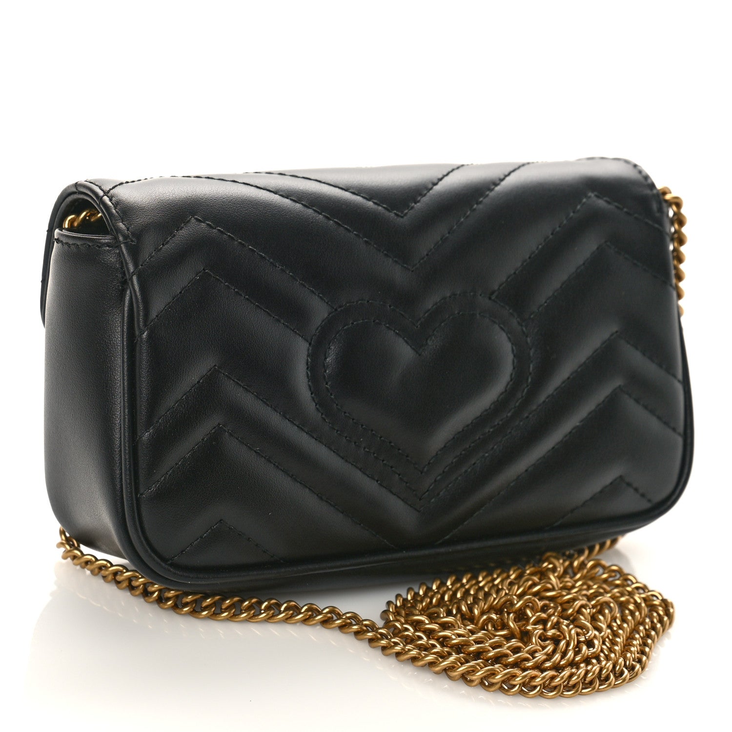 Gucci Calfskin Matelasse Super Mini GG Marmont Shoulder Bag Black 3 of 8