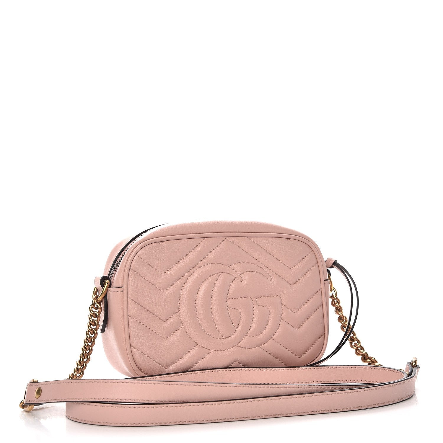 Gucci Calfskin Matelasse Mini GG Marmont Chain Shoulder Bag Perfect Pink 3 of 16