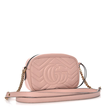 Gucci Calfskin Matelasse Mini GG Marmont Chain Shoulder Bag Perfect Pink 3 of 16