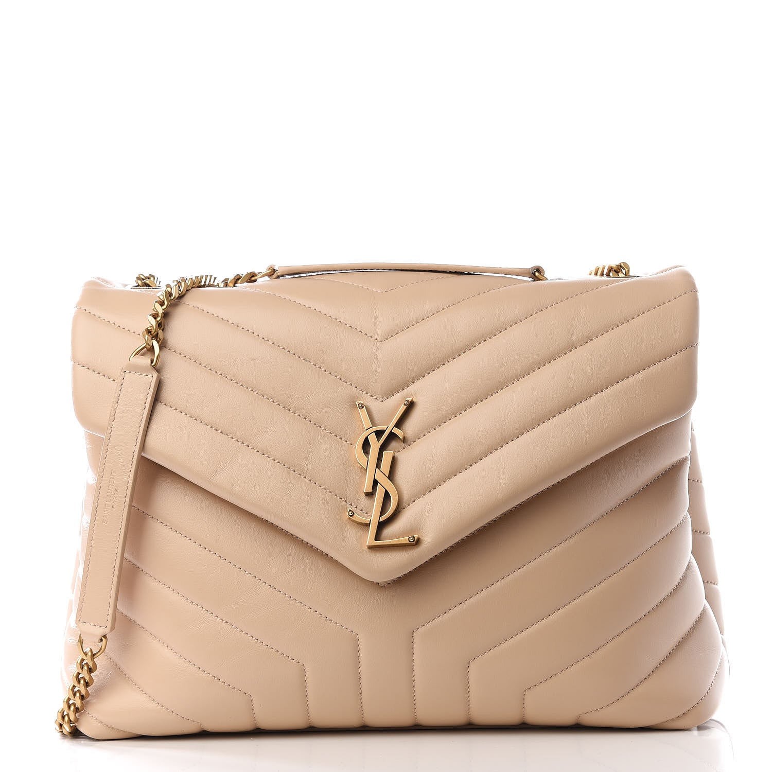 Saint Laurent Calfskin Y Quilted Monogram Medium Loulou Chain Satchel Nude Powder 1 of 9