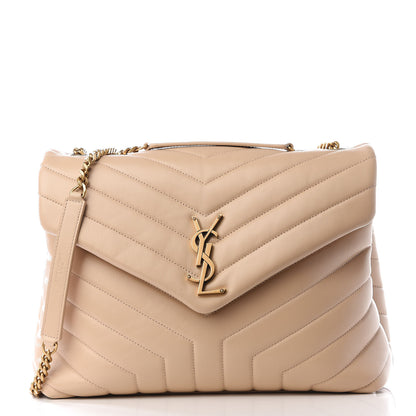 Saint Laurent Calfskin Y Quilted Monogram Medium Loulou Chain Satchel Nude Powder 1 of 9