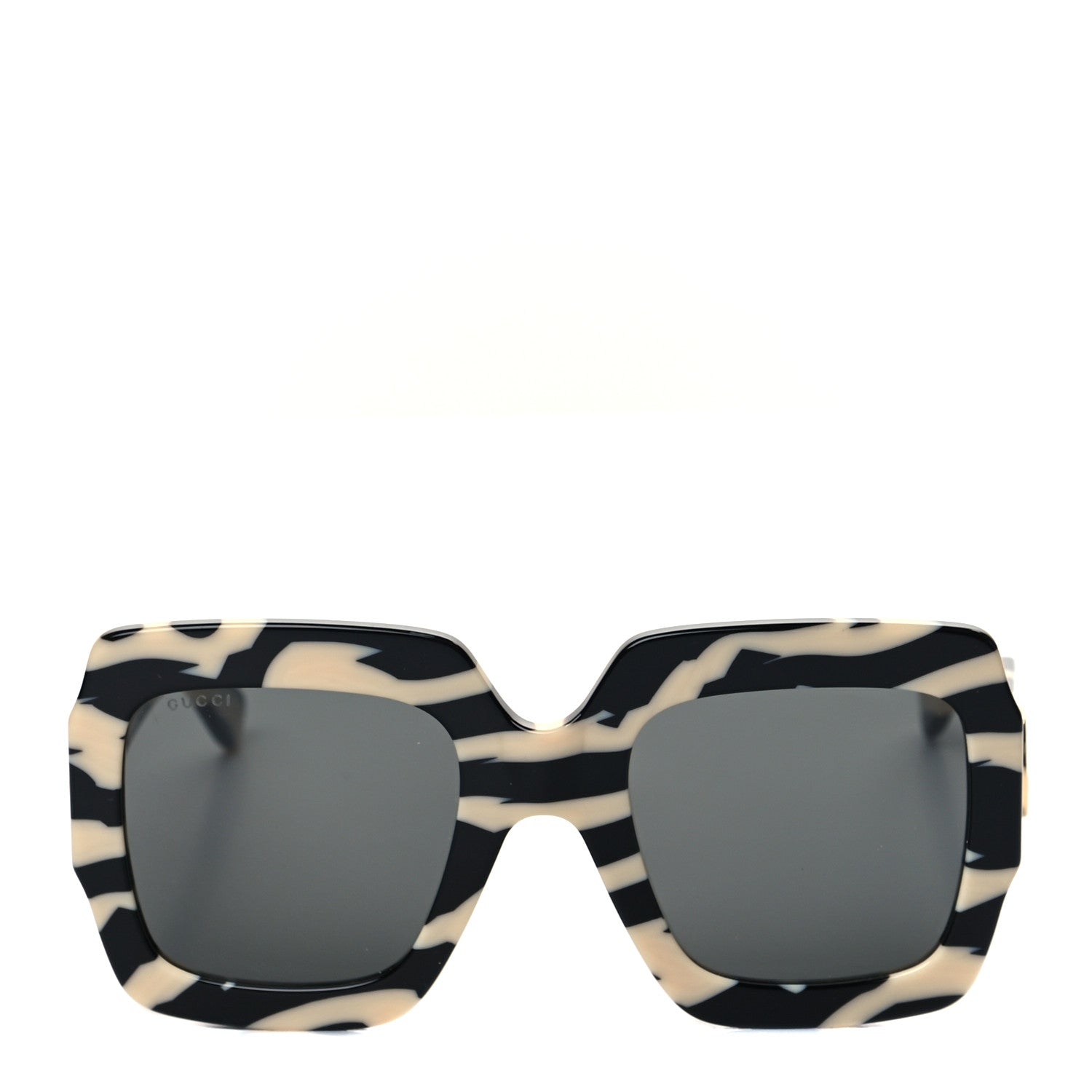 Gucci Acetate Square Frame Striped GG0178S Sunglasses Black Ivory 2 of 8