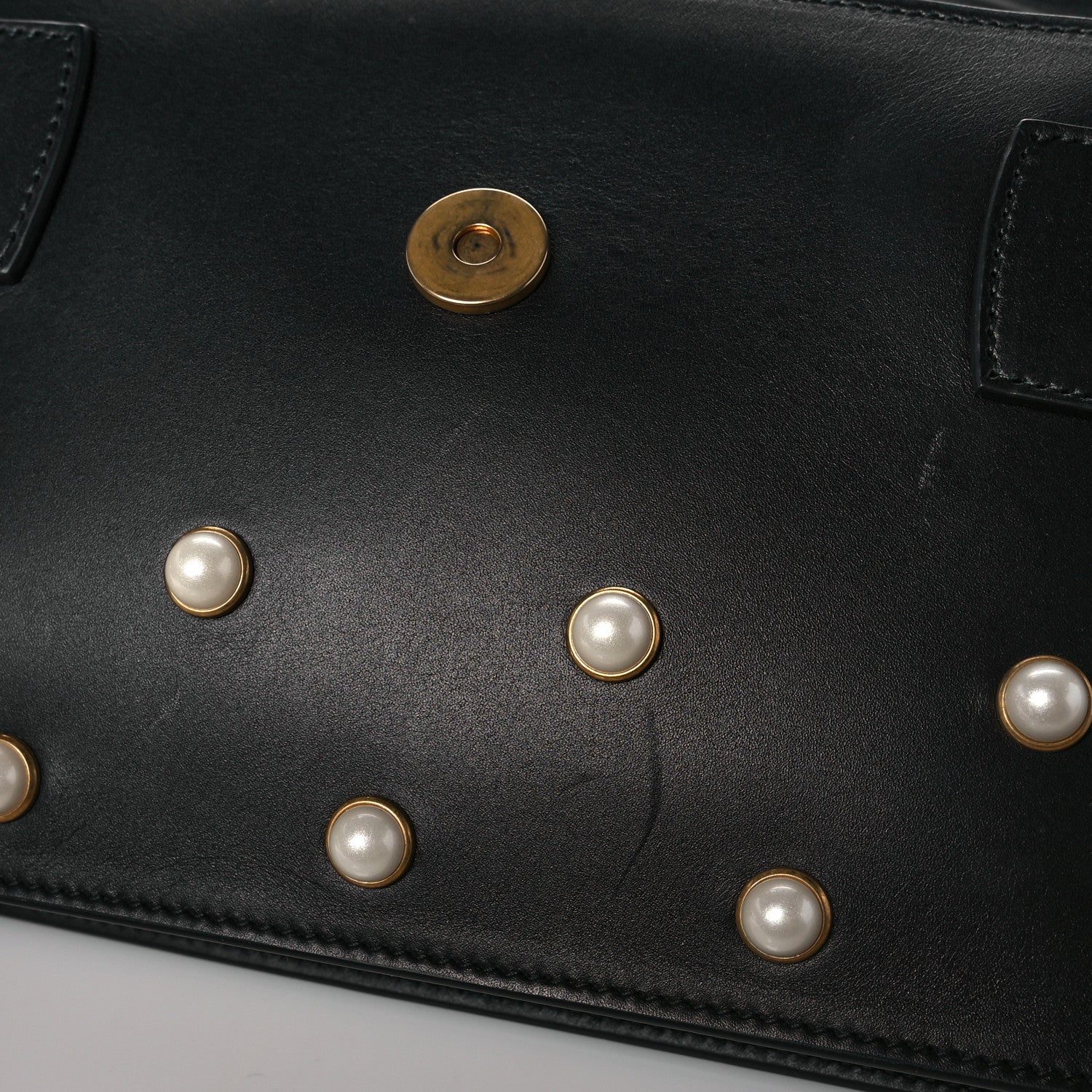 Gucci Nappa Pearl Studded Mini Queen Margaret Broadway Shoulder Bag Black 14 of 14