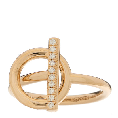 Hermes 18K Rose Gold Diamond PM Echappee Ring 51 5.75 1 of 5