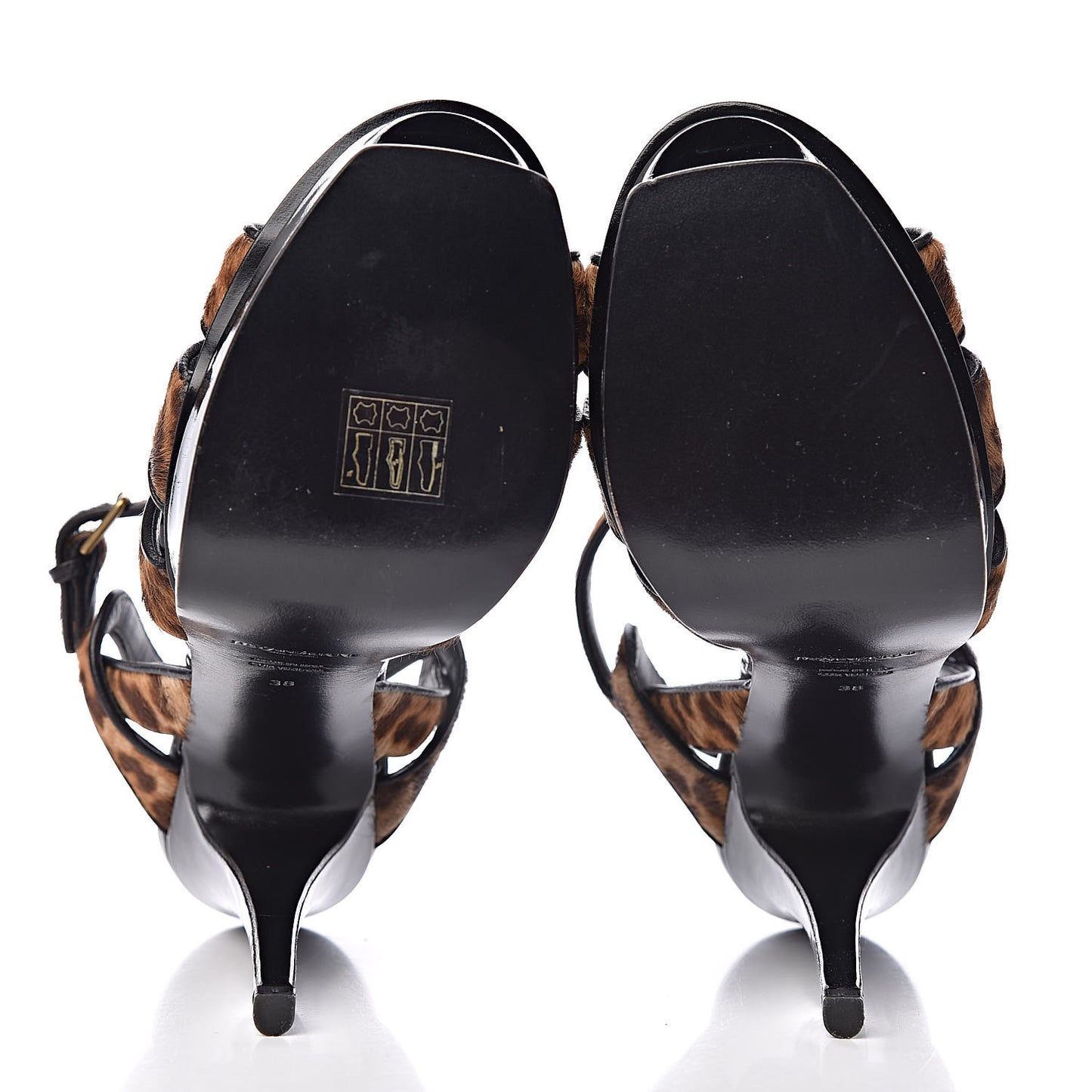 Pony Hair Leopard Print Tribute 105 Platform Sandals 38 Naturale