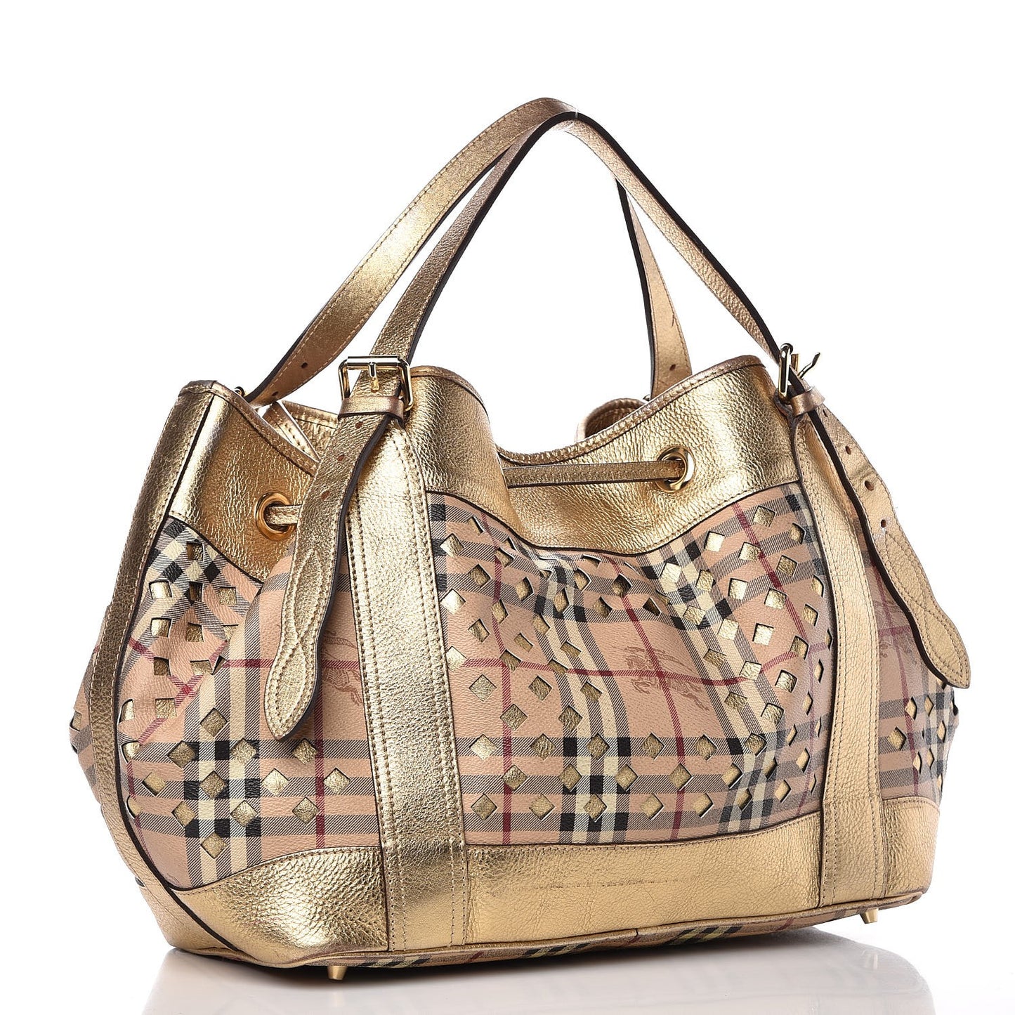 Haymarket Check Drawstring Claudia Bag Gold