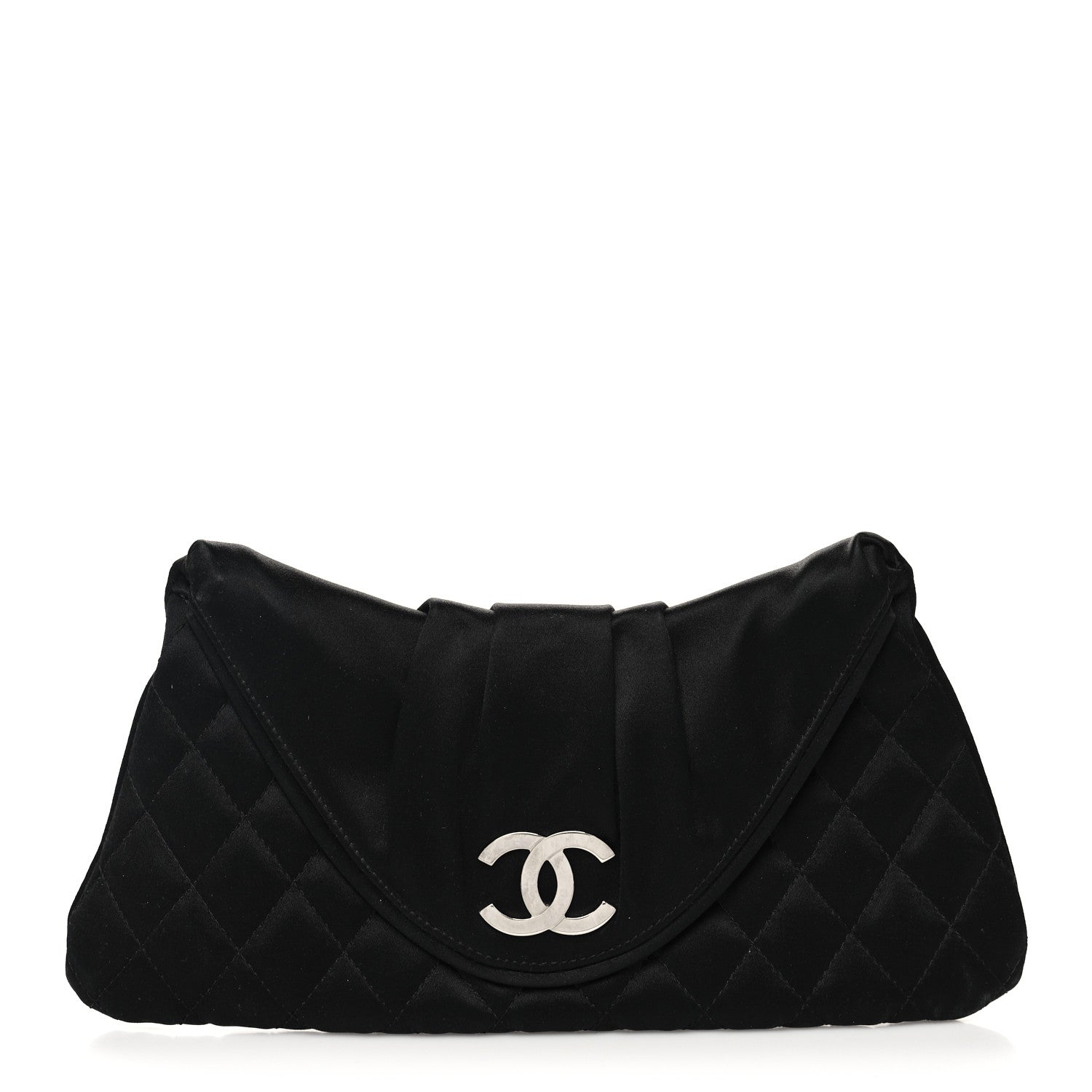 Chanel Satin Quilted Flap Clutch Black 1 of 10