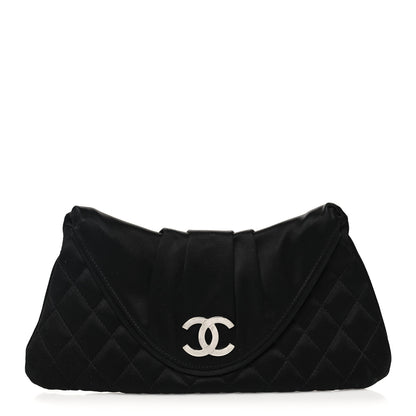 Chanel Satin Quilted Flap Clutch Black 1 of 10