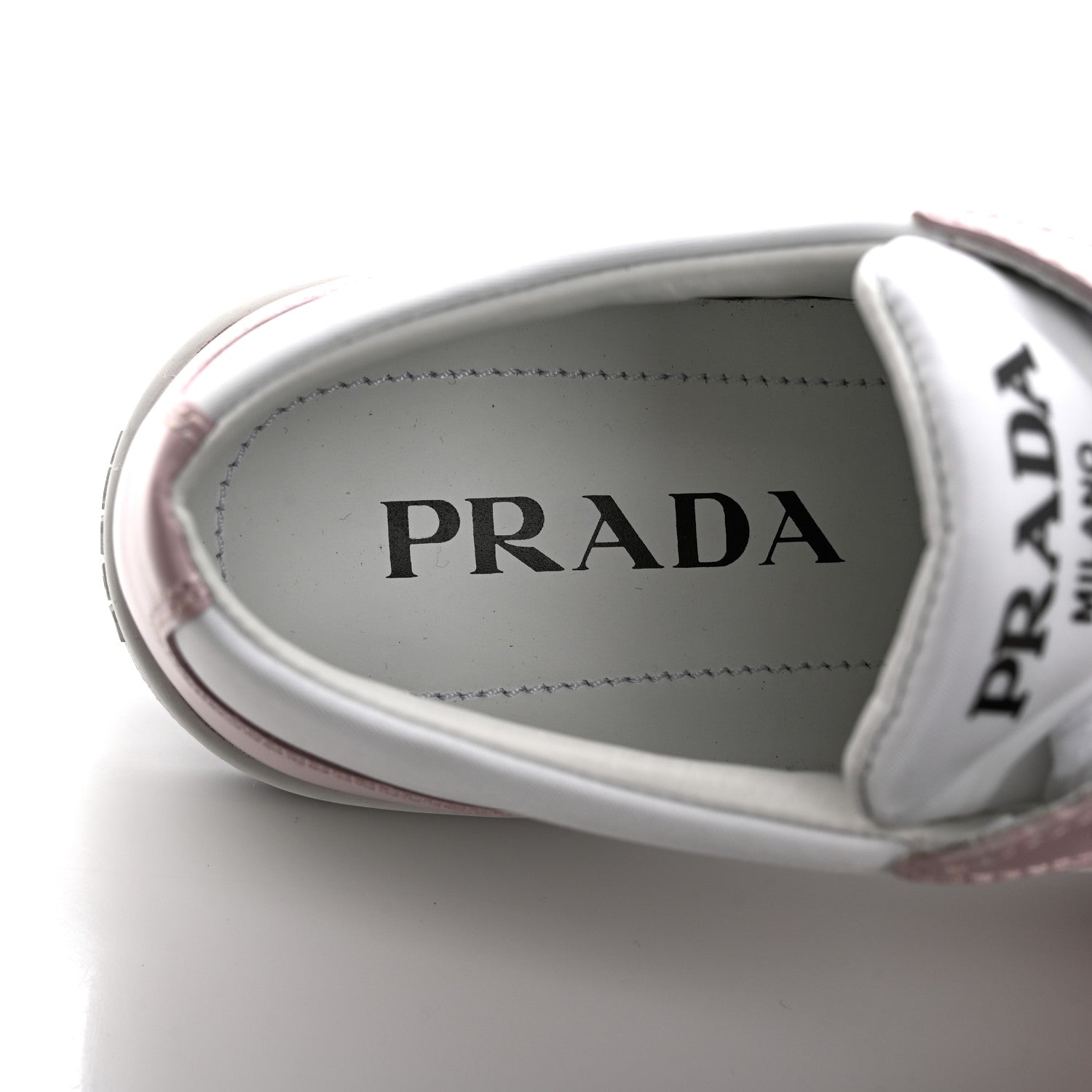Prada Spazzolato Rois Re-Nylon Triangle Logo Womens Low Top Sneakers 37 White Alabastro 9 of 16
