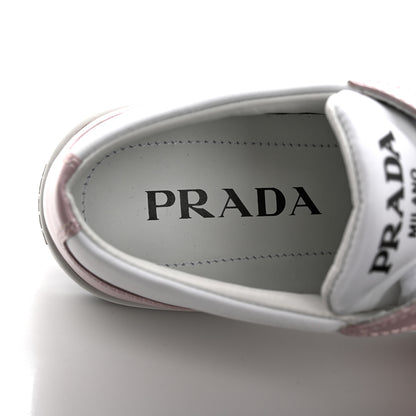 Prada Spazzolato Rois Re-Nylon Triangle Logo Womens Low Top Sneakers 37 White Alabastro 9 of 16