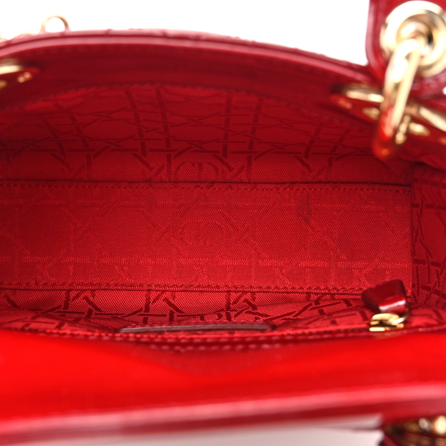 Patent Cannage Mini Lady Dior Red