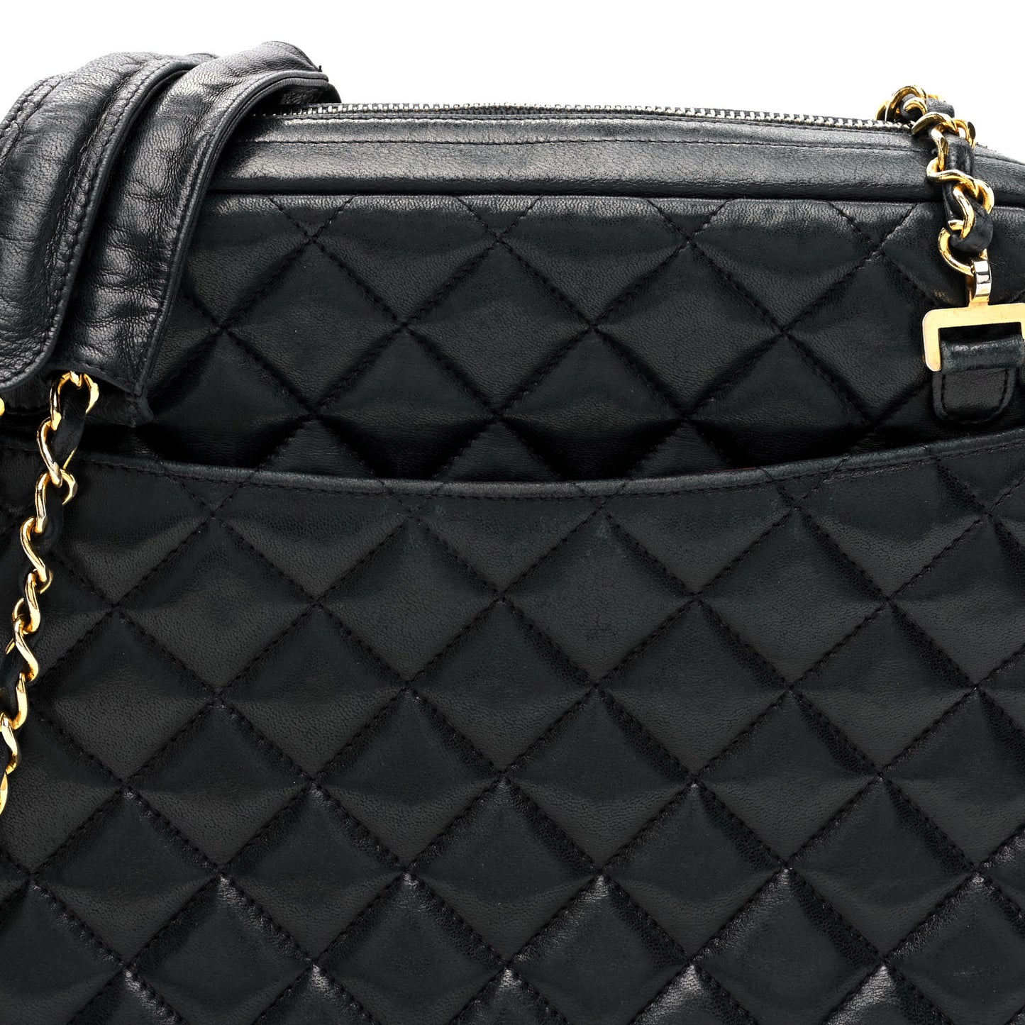 Lambskin Quilted Shoulder Bag Black