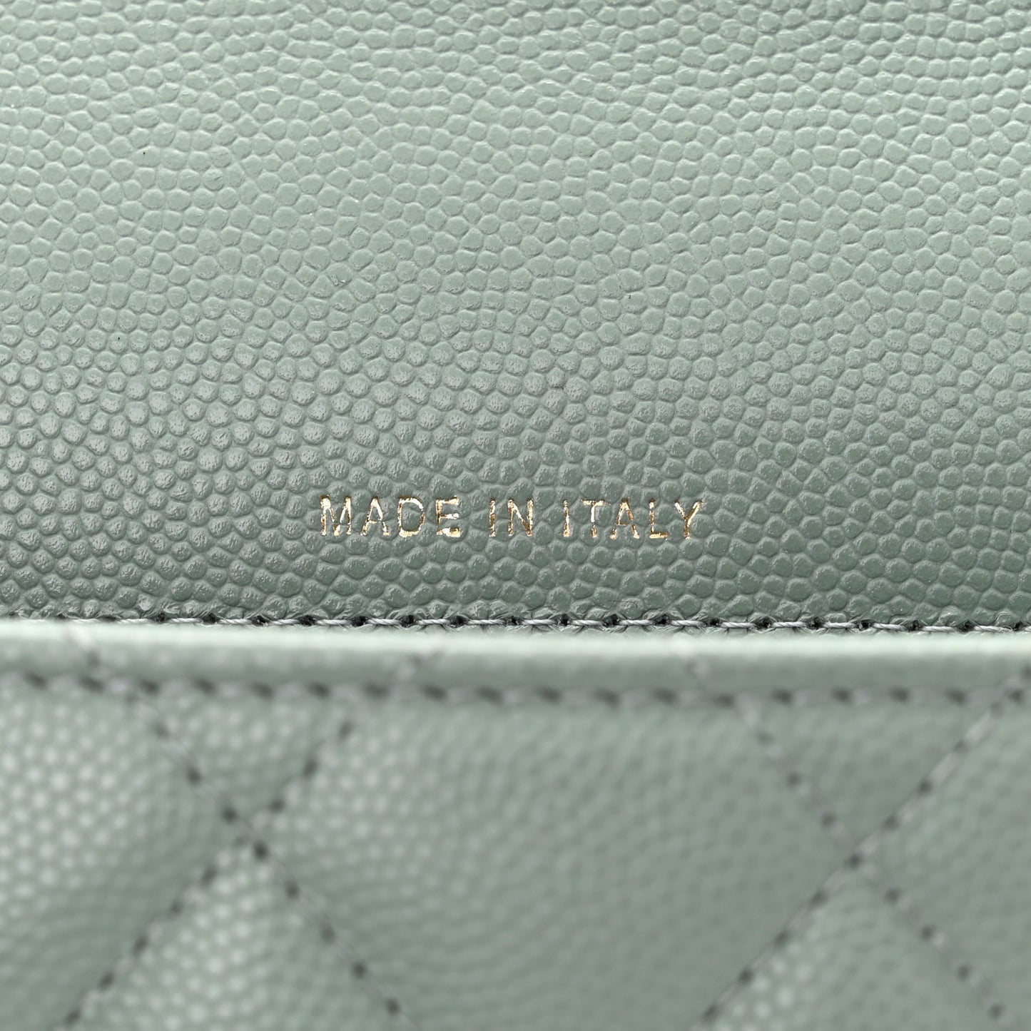 Caviar Quilted Flap Phone Holder With Chain Light Green