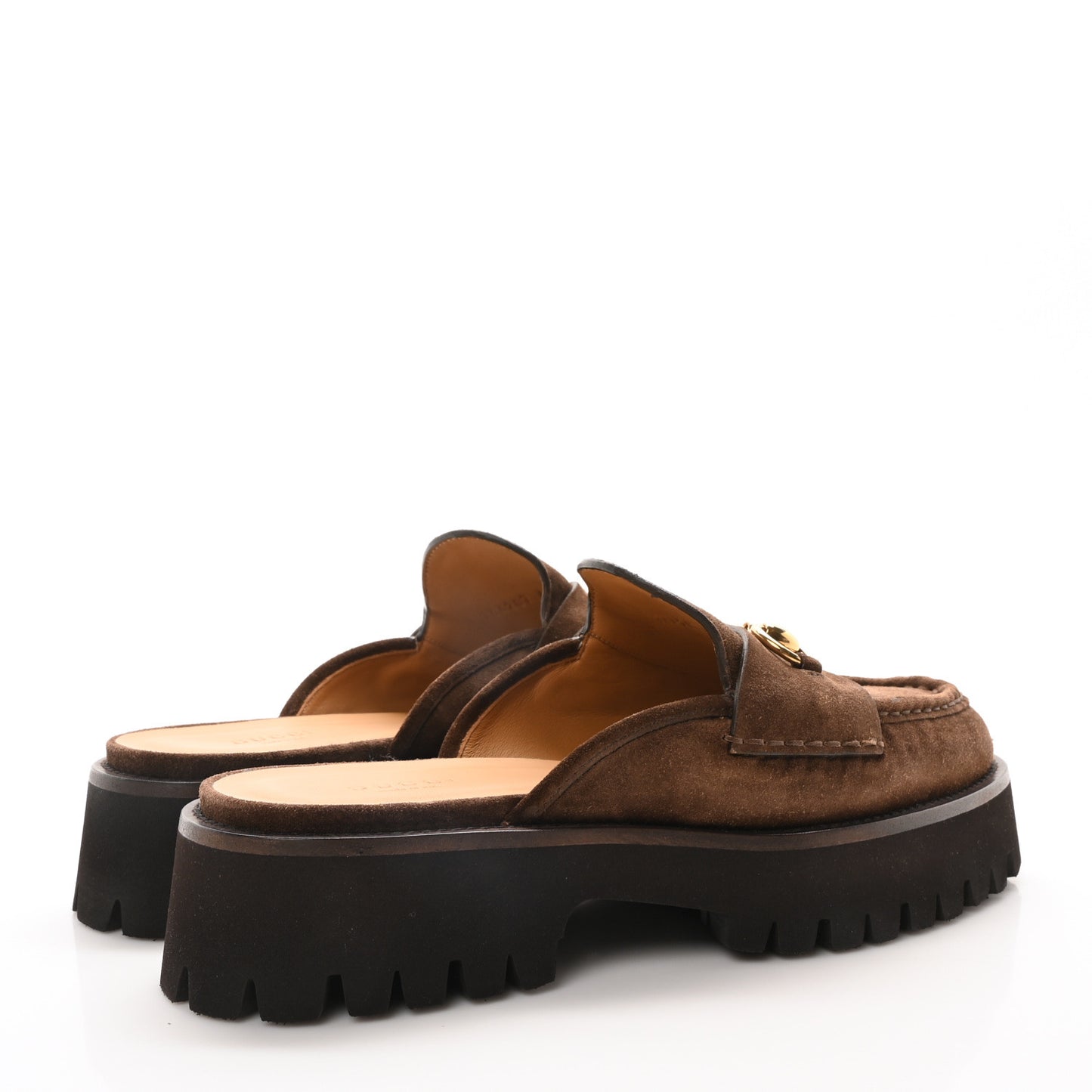 Suede Horsebit Platform Mules 40 Washed Brown