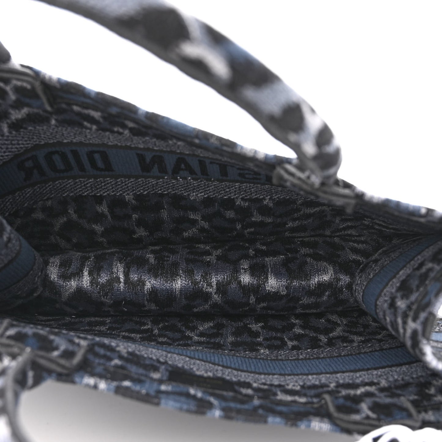 Canvas Mizza Embroidered Medium Leopard Book Tote Blue