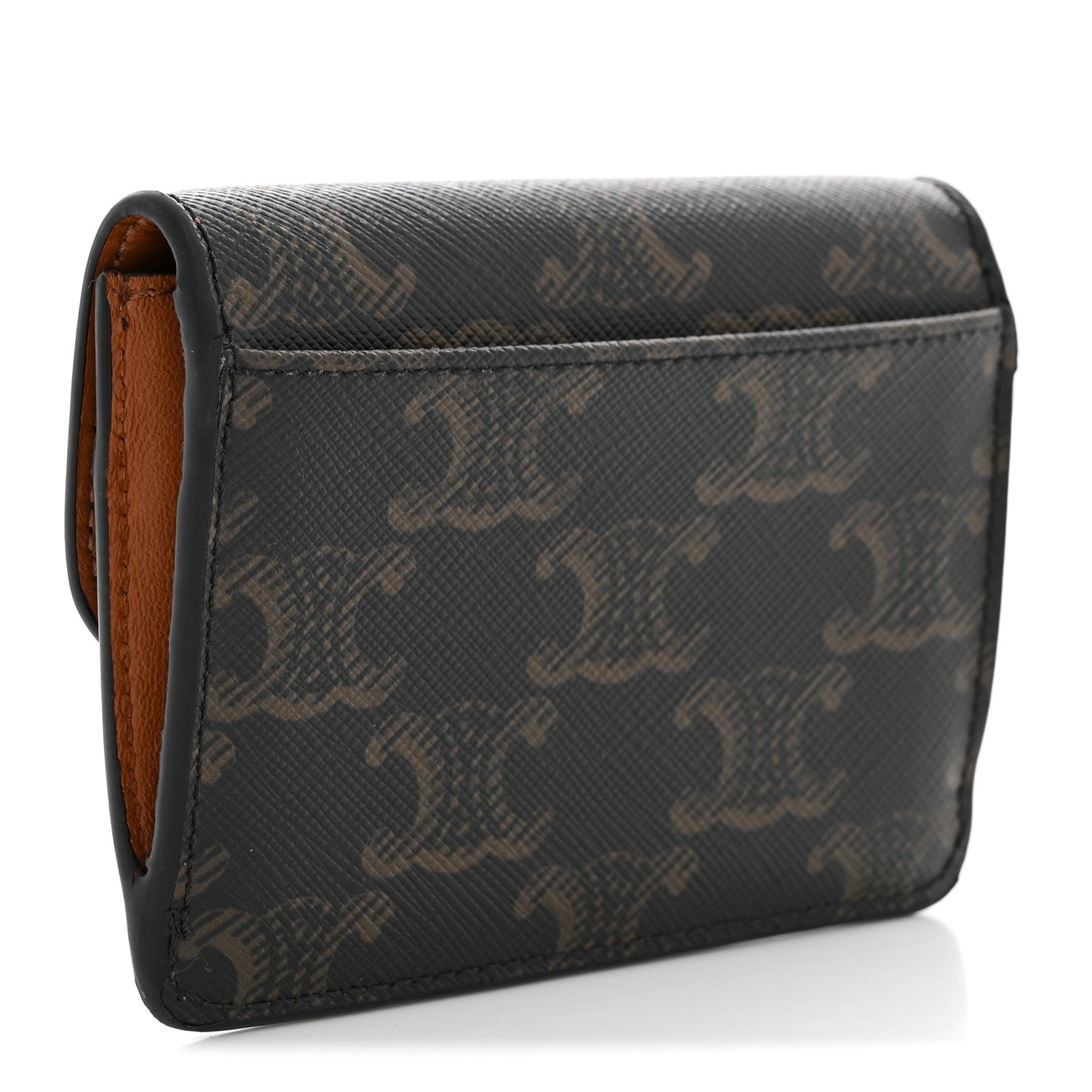 Celine Triomphe Canvas Calfskin Flap Card Holder Tan 3 of 7