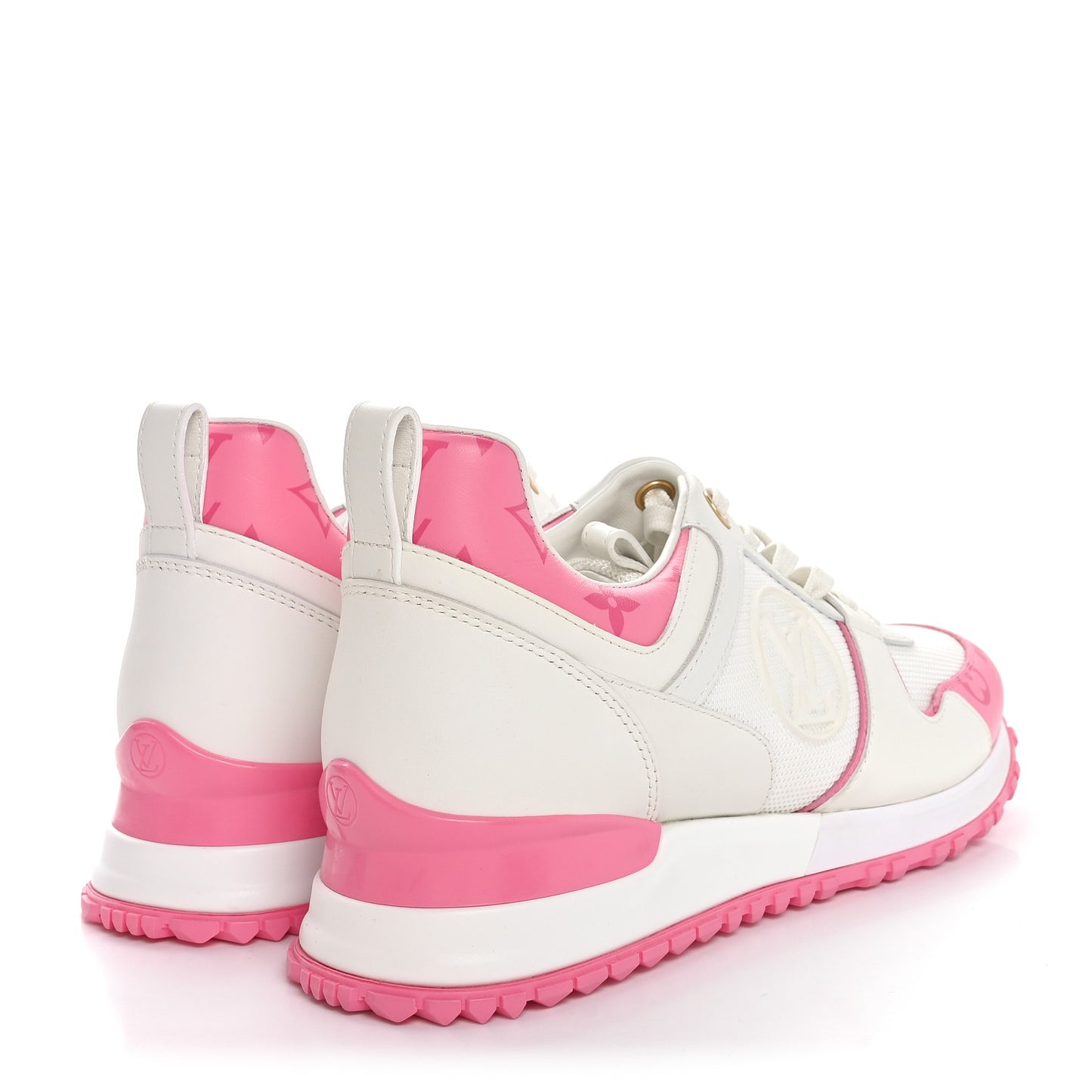 Calfskin Monogram Run Away Sneakers 38 White Pink