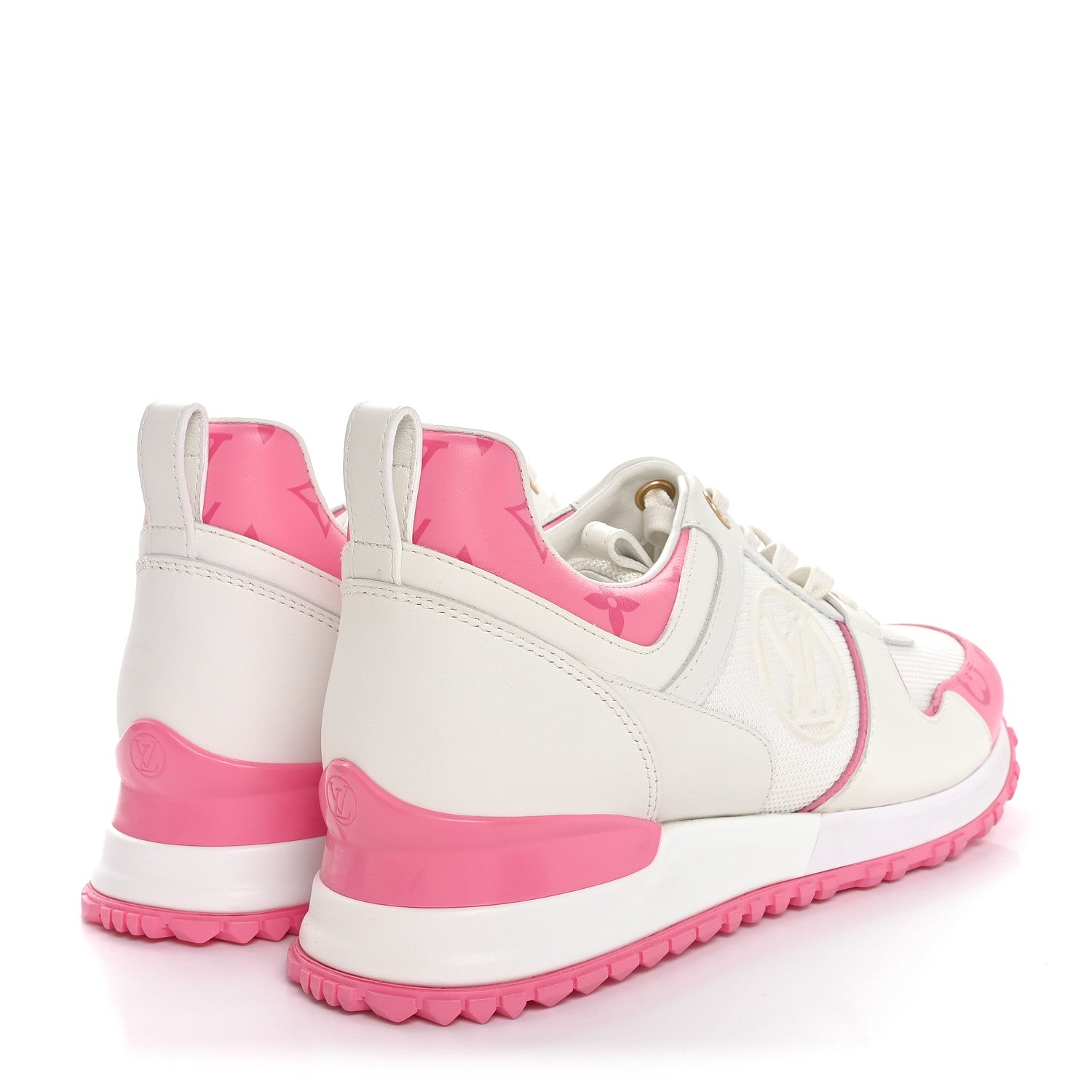 Louis Vuitton Calfskin Monogram Run Away Sneakers 38 White Pink 5 of 9