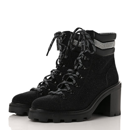 Jimmy Choo Suede Glitter Crystal Embellished Womens Eshe 65 Hiking Boots 41 Black 3 of 6