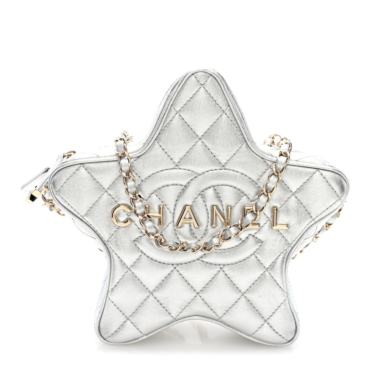 Metallic Lambskin Walk Of Fame Bag Silver