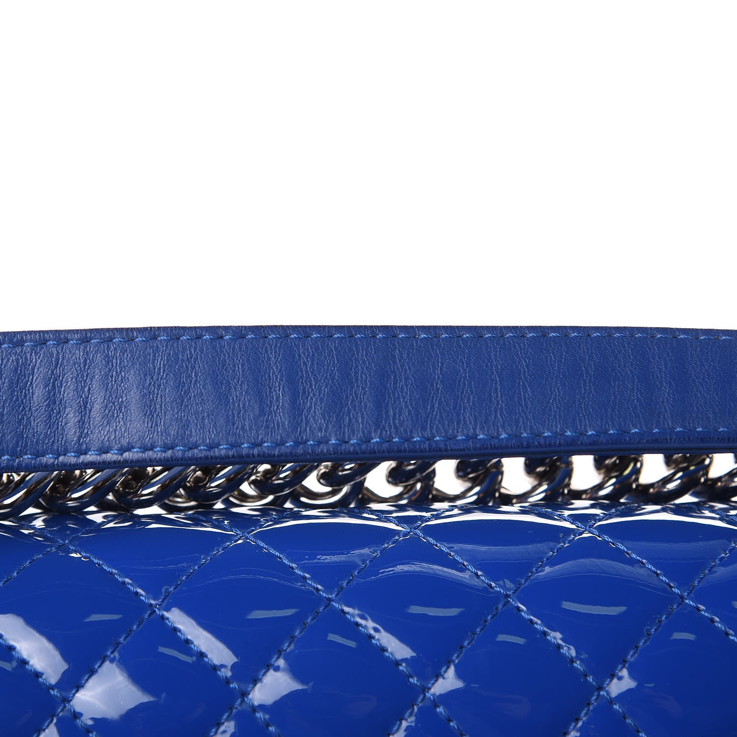 Chanel Patent Calfskin Medium Plexiglass Boy Flap Blue 12 of 13