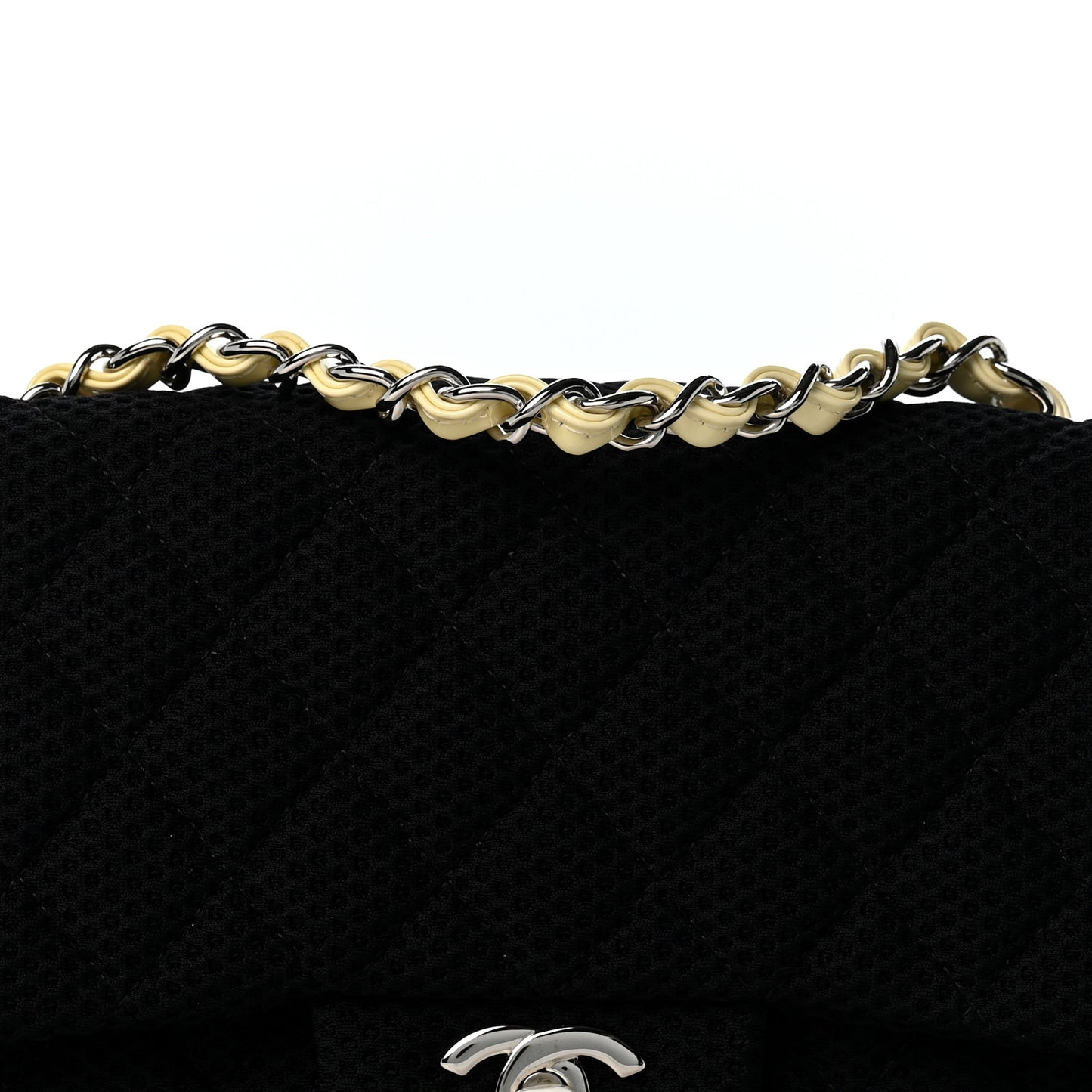 Neoprene Quilted Medium Single Flap Black
