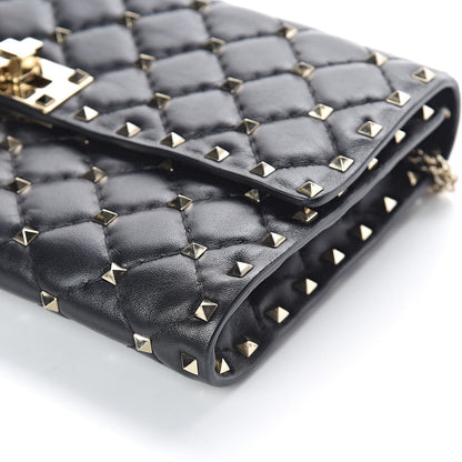 Valentino Garavani Lambskin Rockstud Spike Wallet on Chain Black 10 of 10
