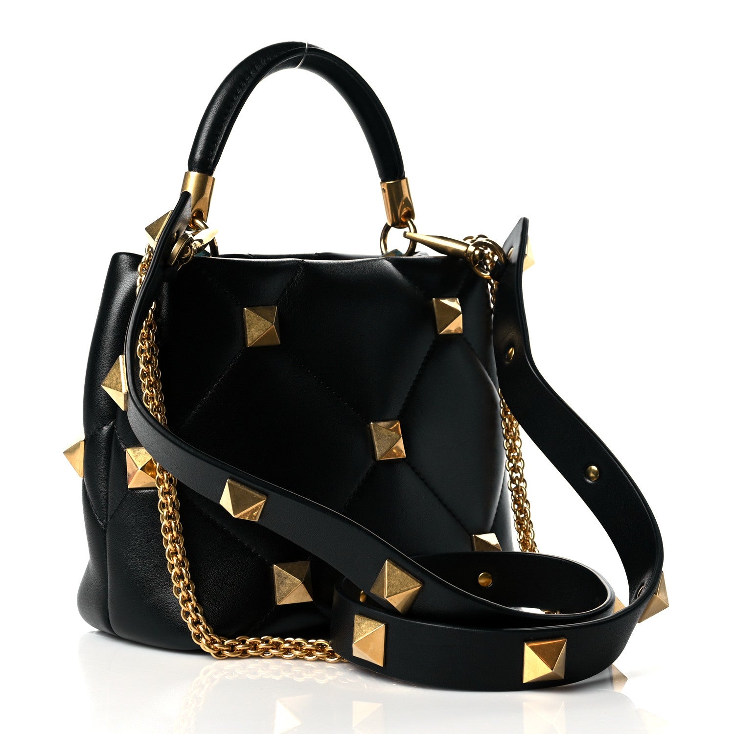 Valentino Garavani Nappa Small Roman Stud The Handle Bag Black 3 of 9