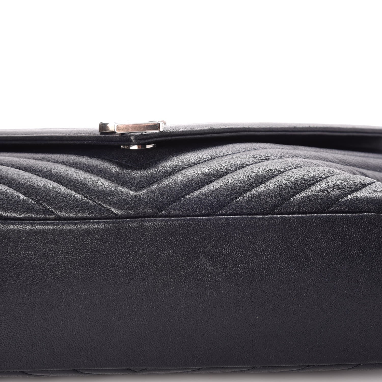Saint Laurent Sheepskin Matelasse Chevron Monogram Large College Satchel Navy Blue 17 of 17