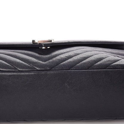 Saint Laurent Sheepskin Matelasse Chevron Monogram Large College Satchel Navy Blue 17 of 17