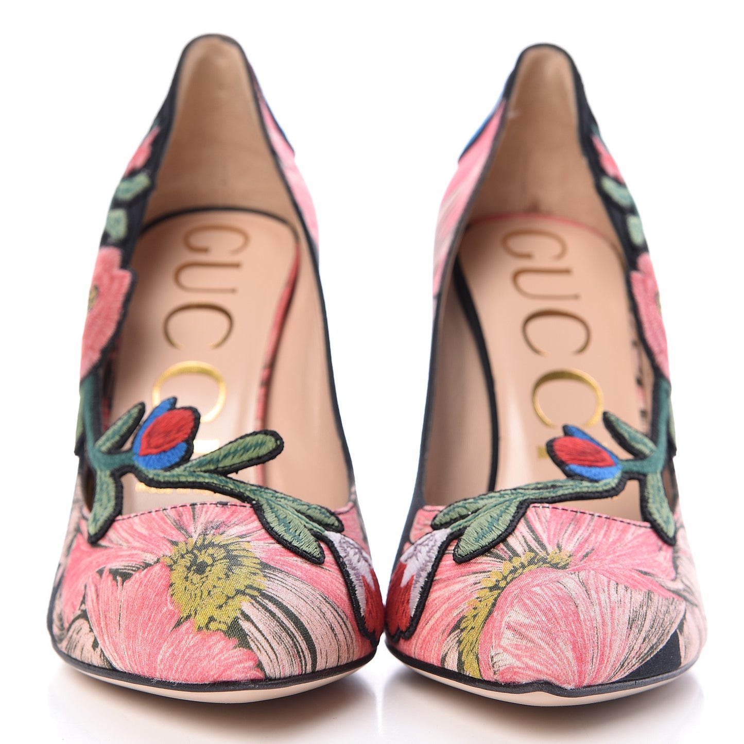 Canvas Flora Print Ophelia High Heel Pumps 38 Black Pink