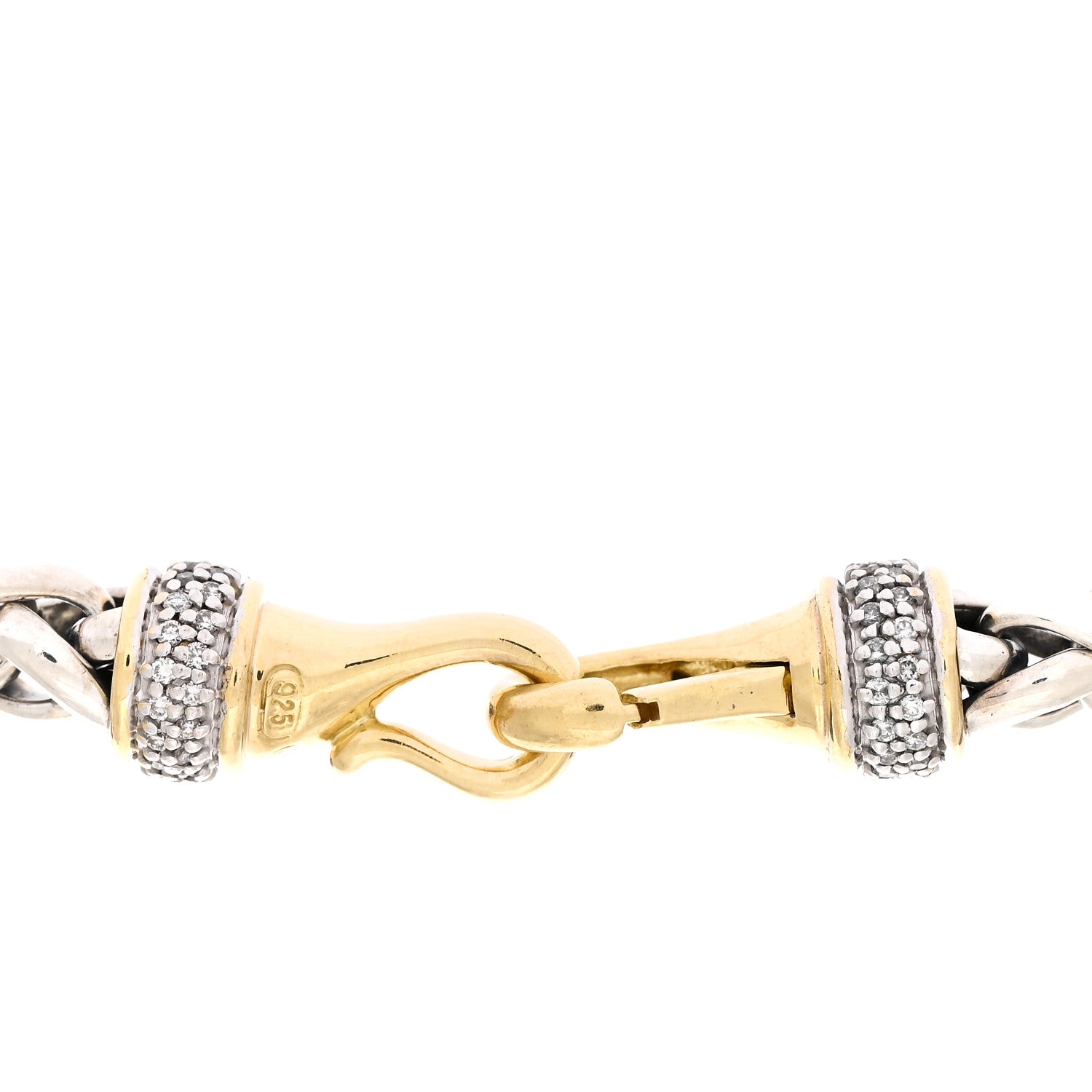 David Yurman Sterling Silver 18K Yellow Gold Diamond 8mm Wheat Chain Necklace 4 of 4