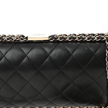 Chanel Lambskin Quilted Pearl Crystal Chain Around Clutch Black 16 of 20