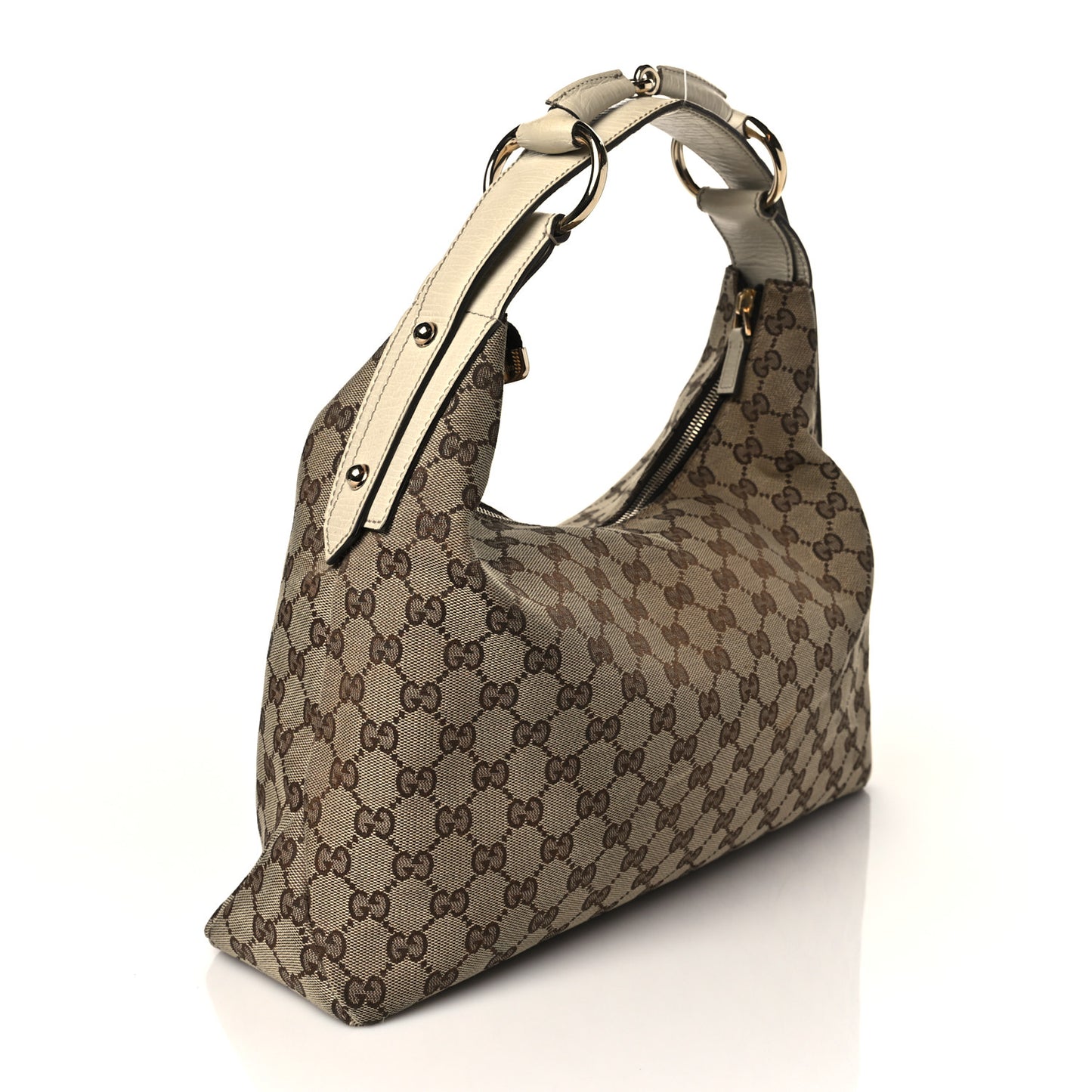 Monogram Medium Horsebit Chain Hobo Off White
