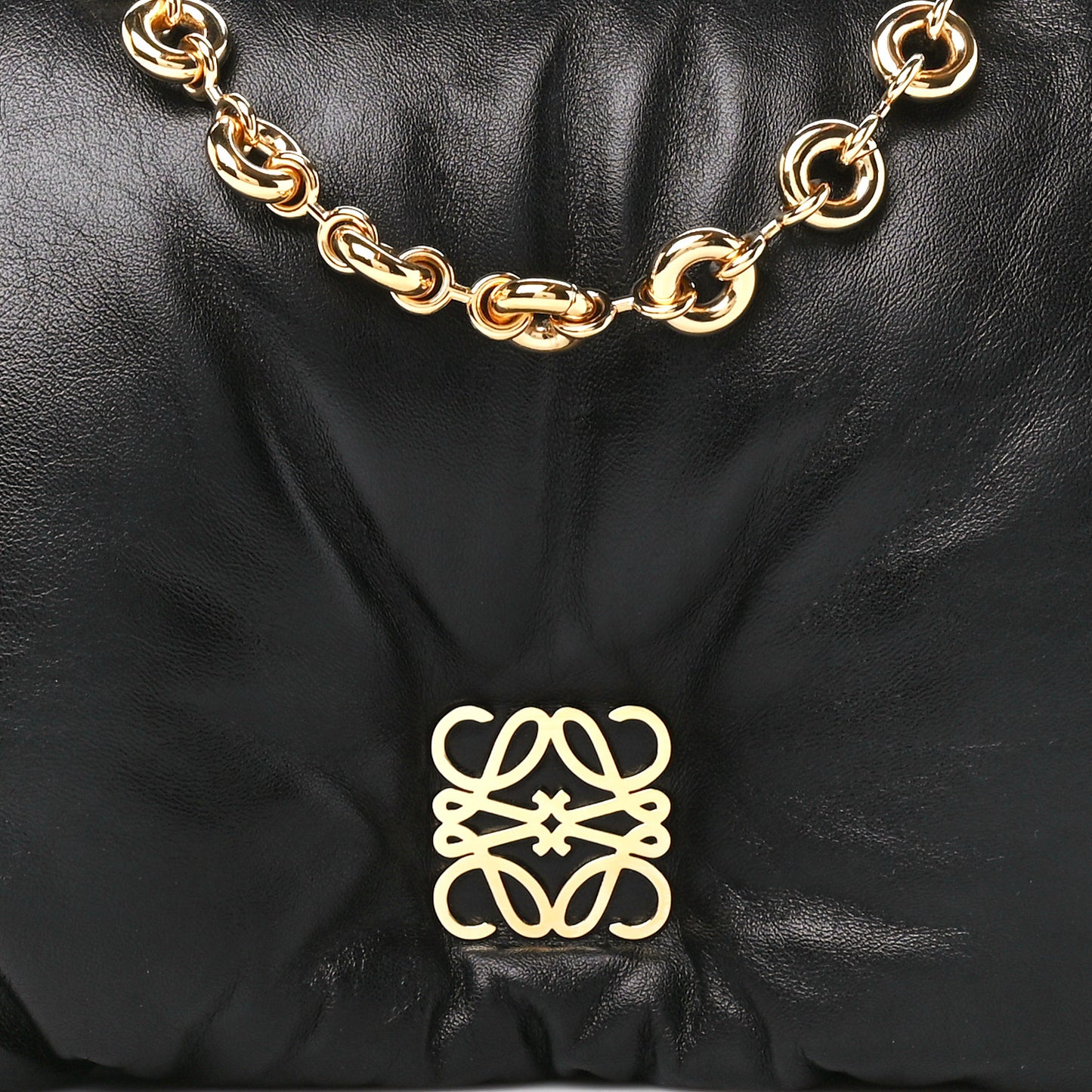Lambskin Small Goya Puffer Bag Black