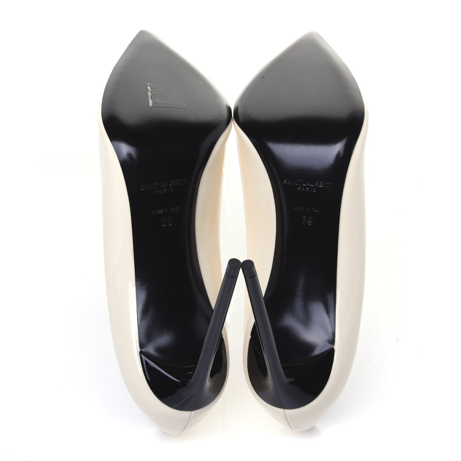 Saint Laurent Patent Calfskin Teddy High Vamp 105 Pumps 39 White 6 of 11